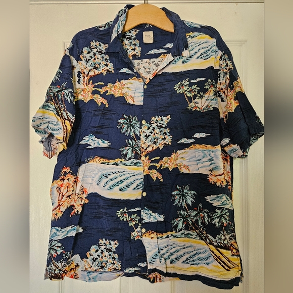 H&M Other - H&M Men's Blue Casual Beach Short Sleeve Button Up Hawaiian Shirt XL